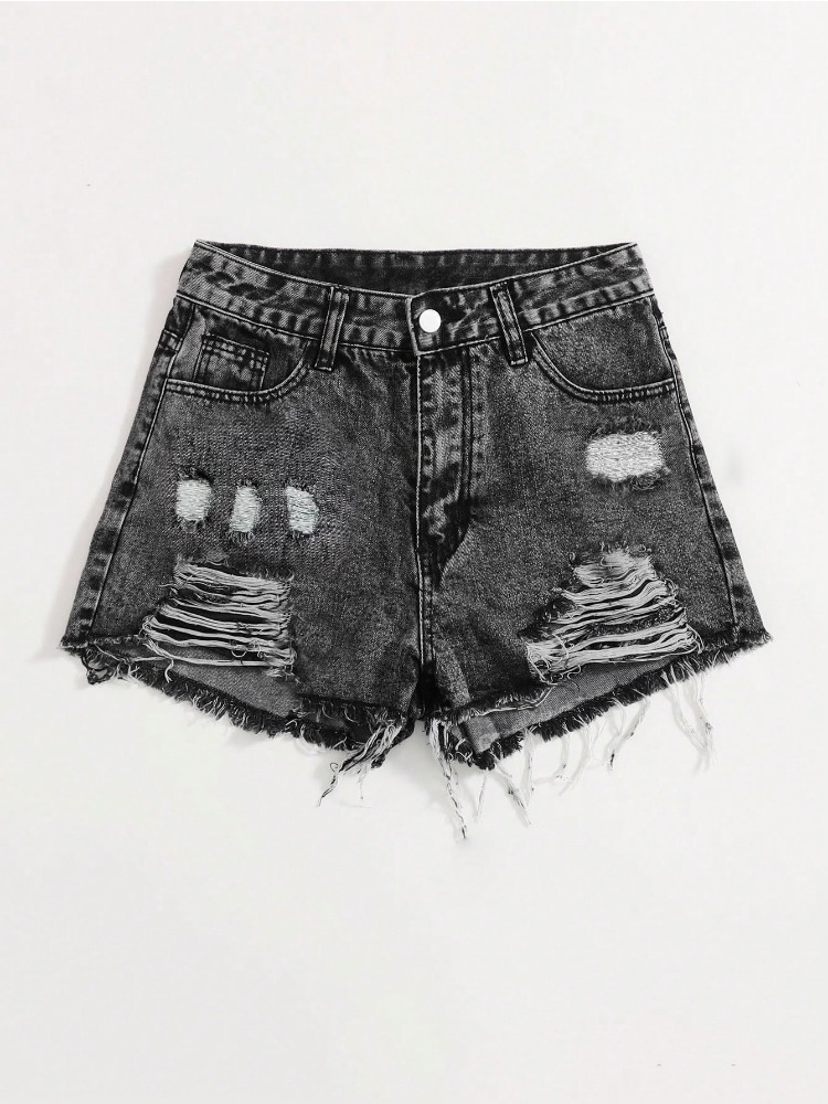 Shorts Denim Frayed - 2026 Yeni Vintage Yıkanmış Kot Şort