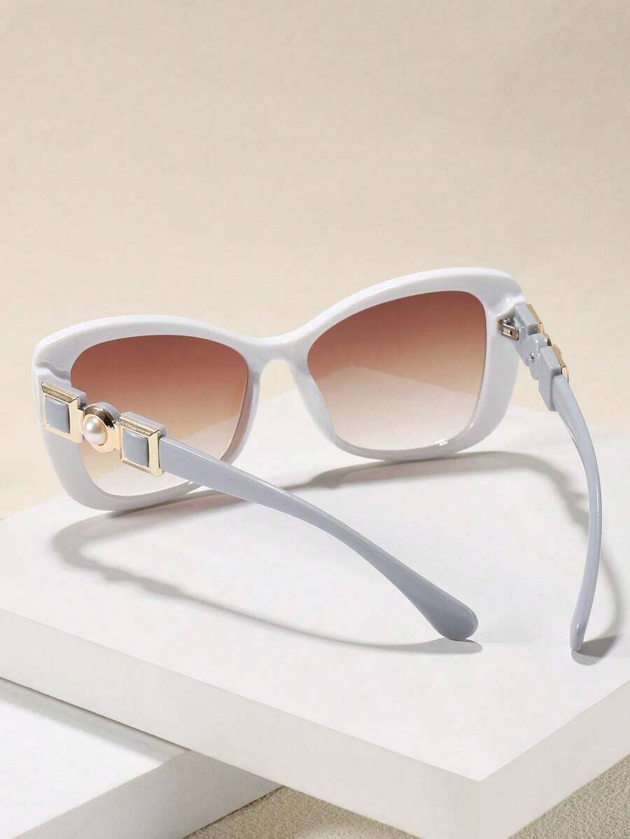 Sunglasses Cat Eye - İnci Detaylı Akrilik Kedi Gözü Moda
