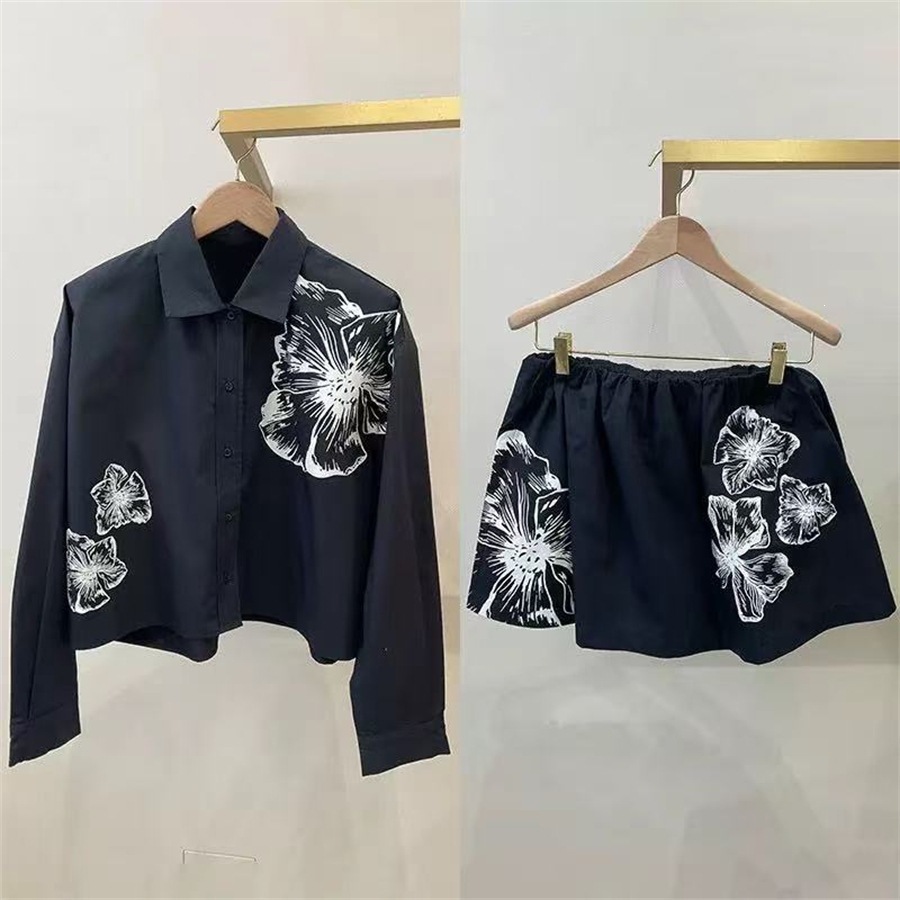 Romper Floral Print - Romantik Beyaz Çiçek Desenli Gömlek ve