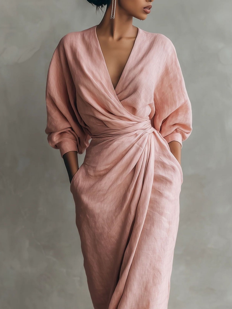 Kadın Keten Karışımı Wrap Maxi - Linen Dress Wrap incelemesi ve fiyatı