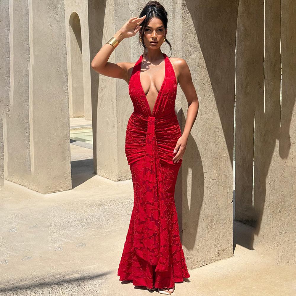 Seksi Derin V Yaka Sırtı Açık  - Linen Dress Wrap incelemesi ve fiyatı