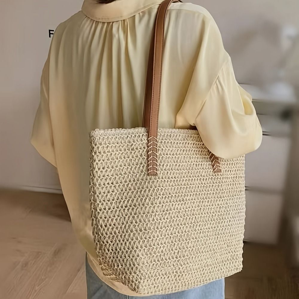 Sevimli Düz Renkli Hasır Örgü  - Tote Bag Beach incelemesi ve fiyatı